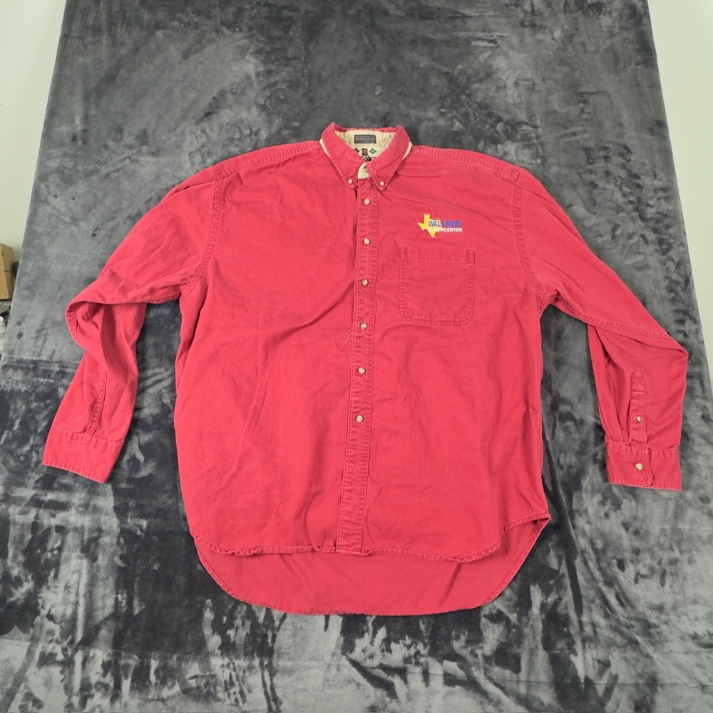 B-Sport Button Down Shirt Mens XXL Red Walmart Supercenter Texas Cotton Twill